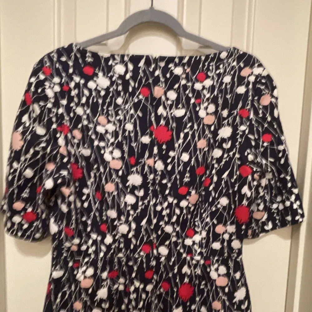 Boden Navy Floral Print Cotton Sleeve Sheath Dress Size US 8R Preppy Classic - Picture 6 of 12